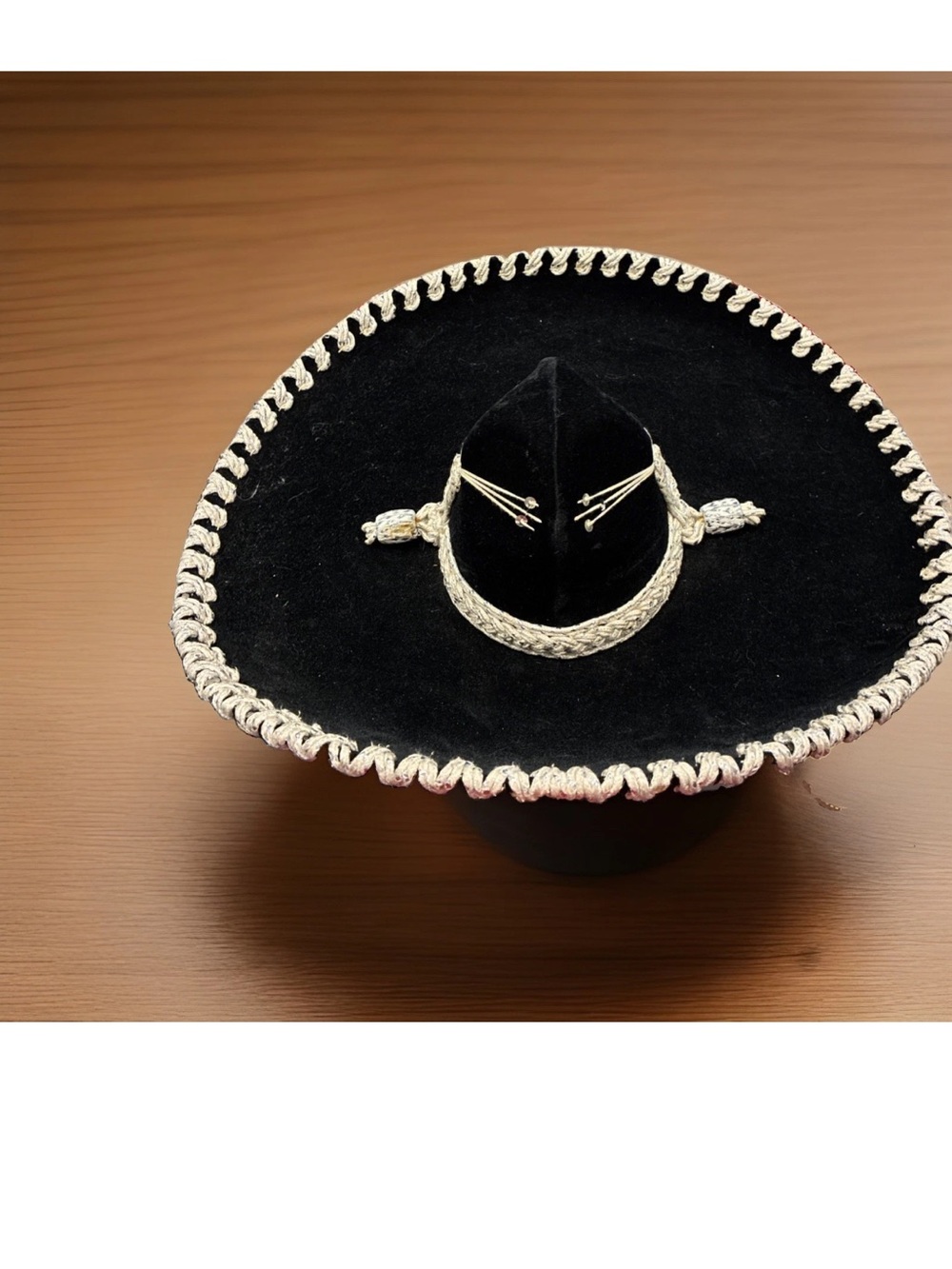 Black Velvet Sombrero with Silver Trim - Women's Accessory